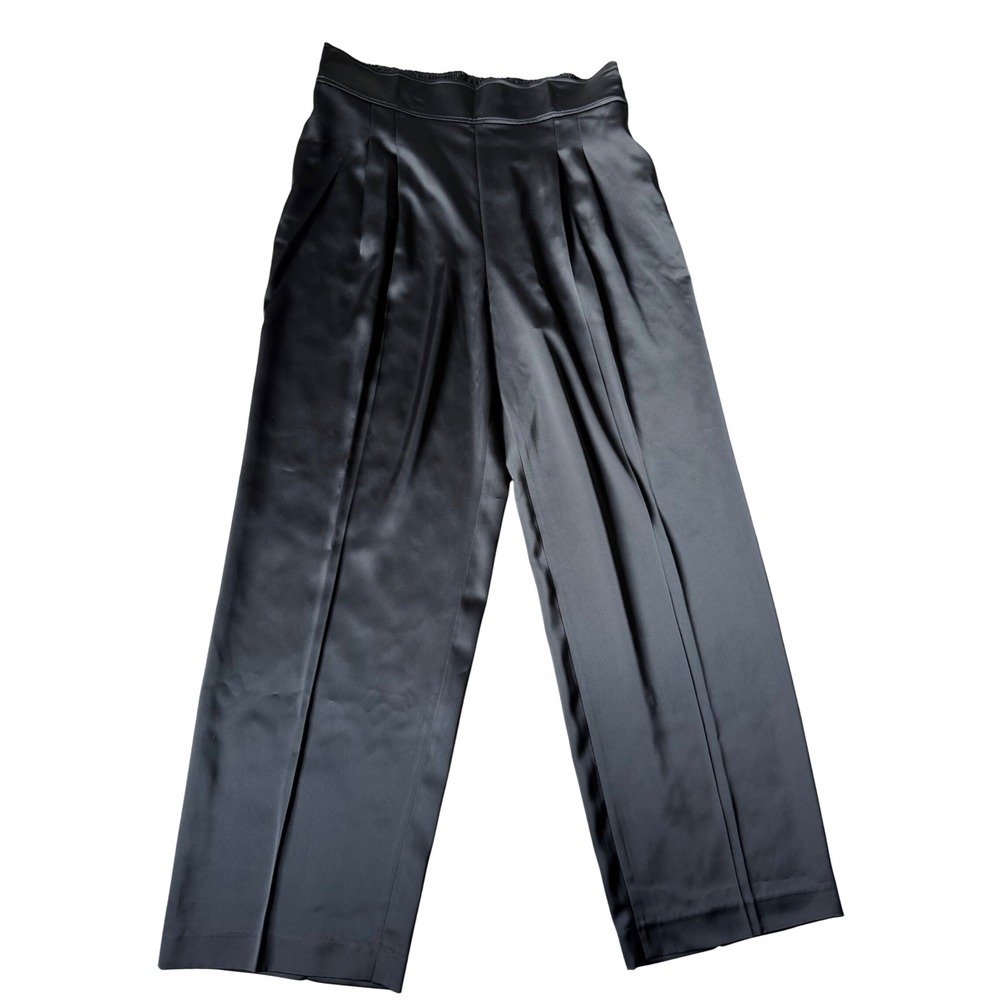 Anne Klein Pants Satin Wide Leg Satin Pleated Size Large